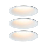 3er-Set LED Einbaulampen Cymbal Coin in Weiß mit Warmdimmfunktion, minimalistische Design, blendfreies Licht.