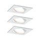 3er-Set LED Einbauleuchte Nova Plus Coin Dimmbar 2700K Weiß, drei weiße Einbauleuchten in modernem Design.