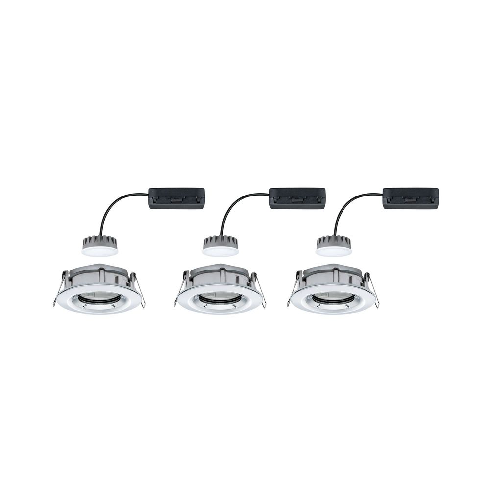 Juego de 3 focos empotrables LED Nova Plus Coin Regulable IP65 2700K Cromo