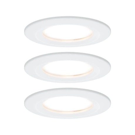 3-piece set LED Nova round recessed light, 3-step dimmable, white - set of 3 flat lights in warm white.