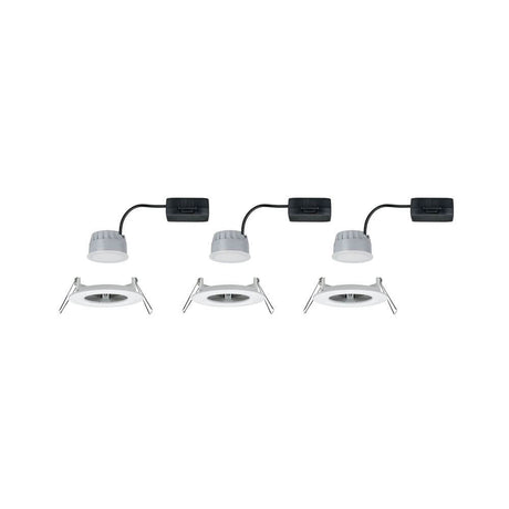 3-piece set LED Nova round recessed light, 3-step dimmable, white with LED modules and mounting rails