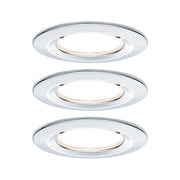 3er-Set LED Einbauleuchte Nova rund Chrom - Flache Leuchten mit warmweißem Licht und Chromdesign.