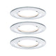 3er-Set LED Einbauleuchte Nova rund Chrom - Flache Leuchten mit warmweißem Licht und Chromdesign.