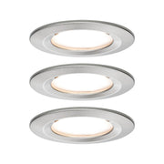 3-delt sett med LED-innfelt lys Nova rund børstet jern i slankt design, varmhvitt lys.