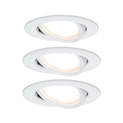 3er-Set LED Einbauleuchte Nova rund Weiß - Set aus 3 flachen Einbauleuchten mit warmweißem Licht.