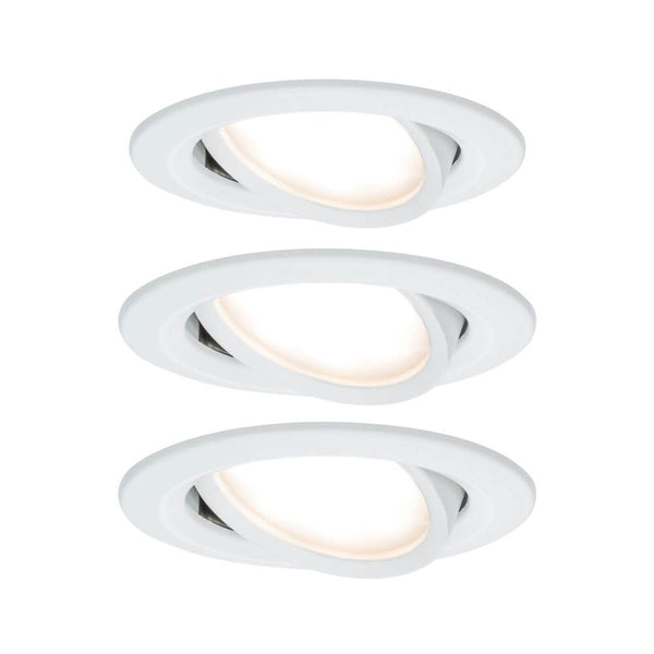 3er-Set LED Einbauleuchte Nova rund Weiß - Set aus 3 flachen Einbauleuchten mit warmweißem Licht.