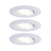 3er-Set LED Einbauleuchten Calla IP65 schwenkbar 4000K Weiß in Weiß matt, blendfreie Gestaltung.