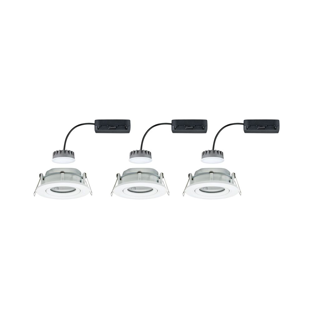 Set of 3 LED recessed spotlights Nova Plus Coin Dimmable IP65 2700K White