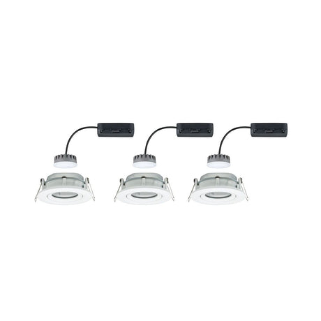 3er-Set LED Einbaustrahler Nova Plus Coin in Weiß, dimmbar, energieeffizient, IP65, einfache Montage.