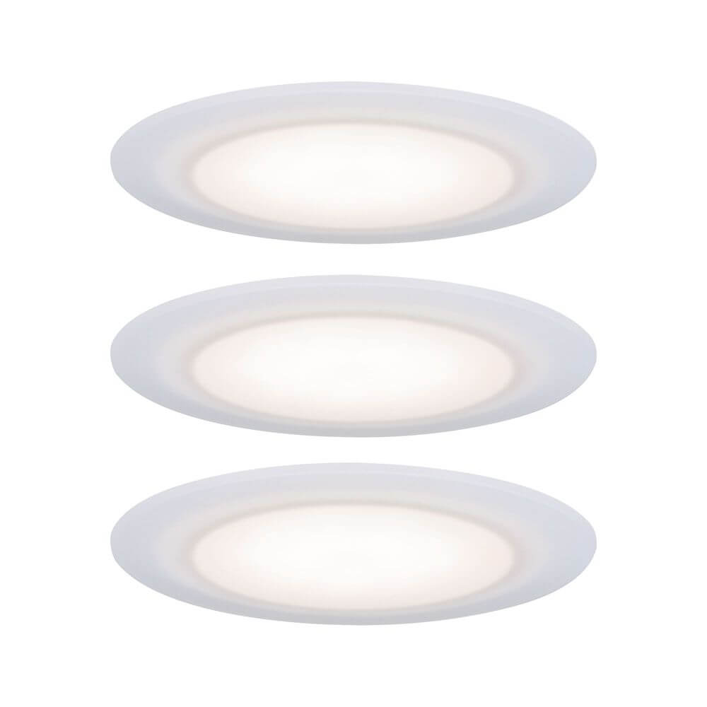 3er-Set Premium LED Einbaustrahler-Set Suon Dimmbar IP44 - Set aus 3 dimmbaren Leuchten in warmweißem Licht.