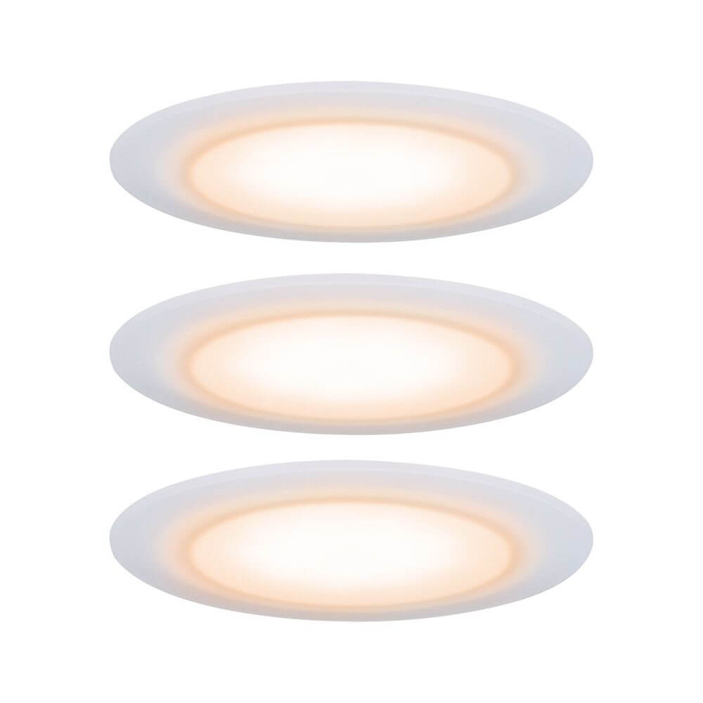 3er-Set Premium LED Einbaustrahler-Set Suon warm-dim IP44 - Set aus 3 warmdimmbare Leuchten in ovaler Form.
