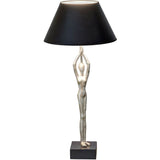 Table lamp ballerino aluminum wood silver-black