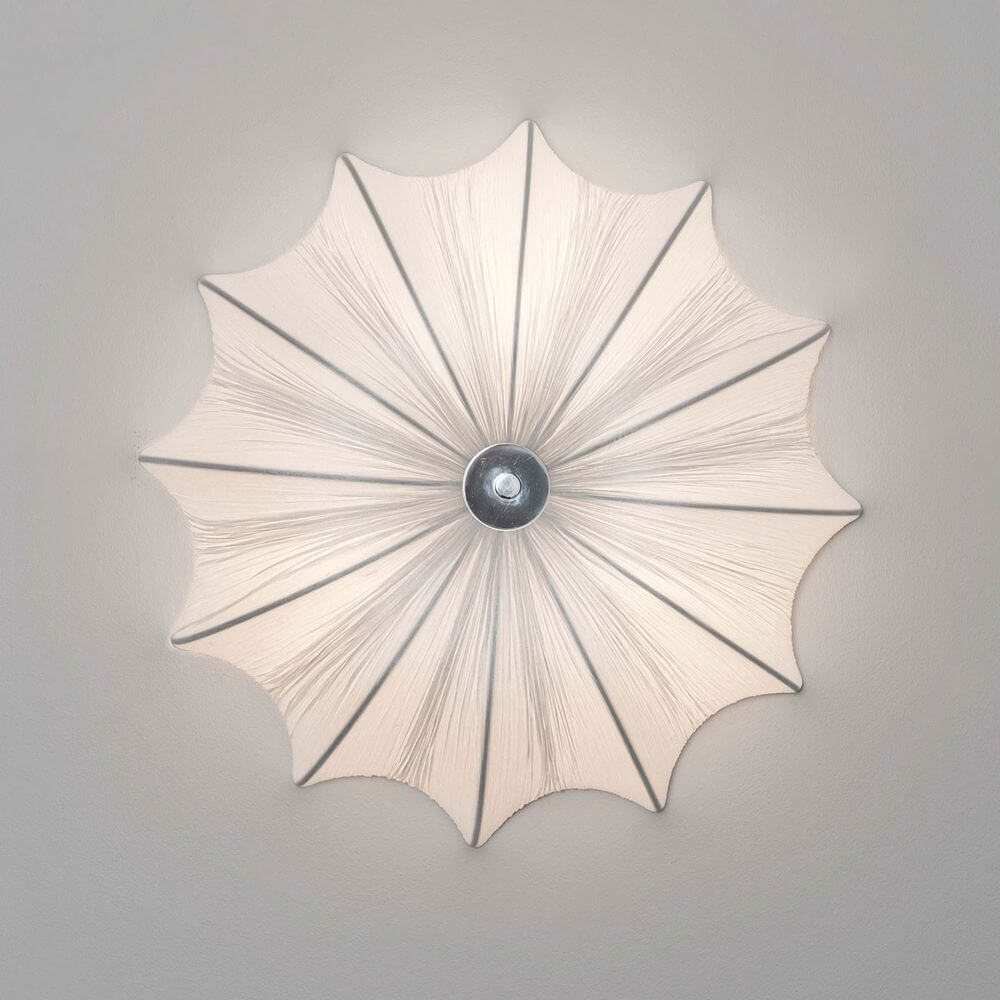 Lampa ścienna 3-płomienna Sultano bawełna biała - elegancka lampa ścienna z teksturowanym kloszem w białym kolorze.