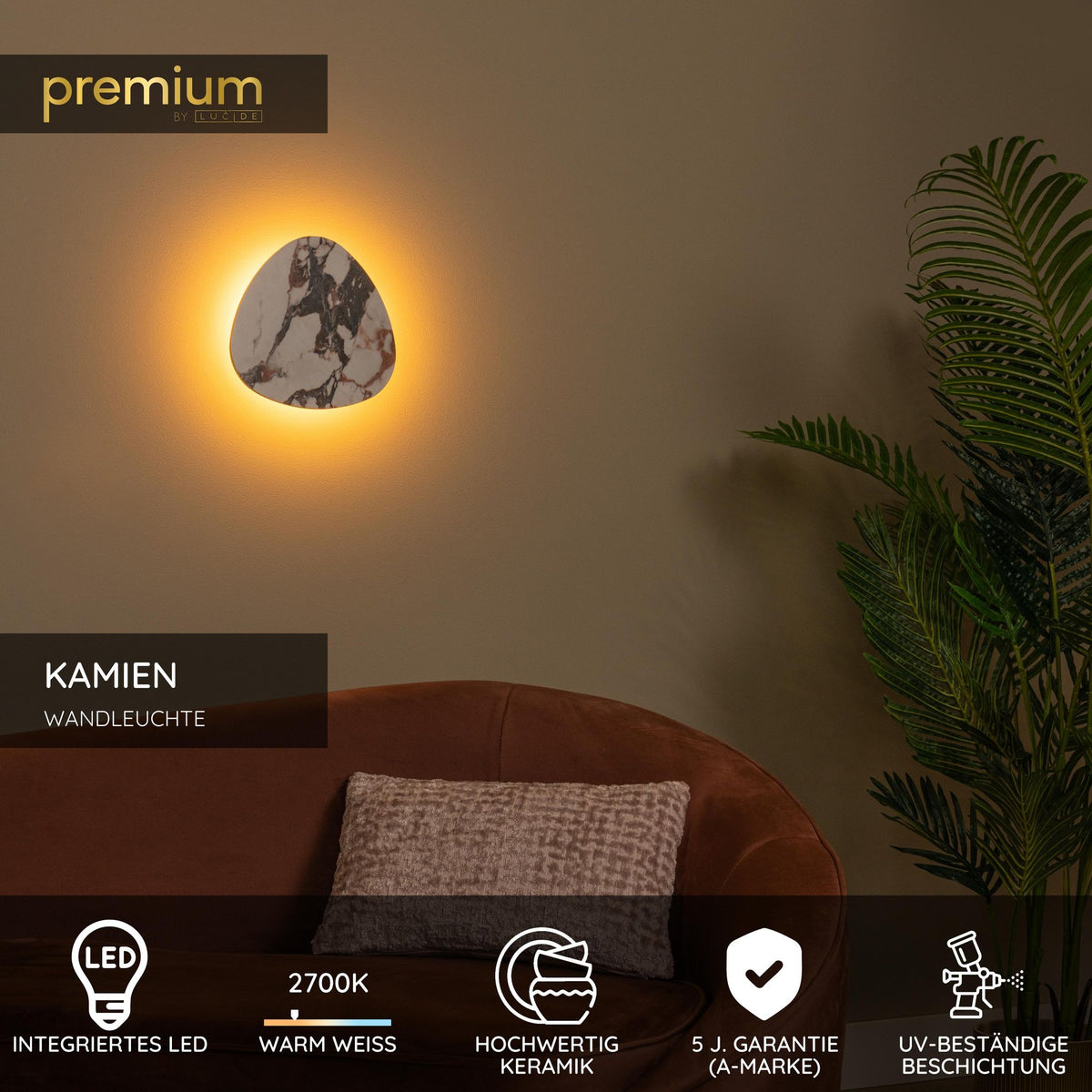 LED-wandlamp Kamien van keramiek 30x30cm wit (5)