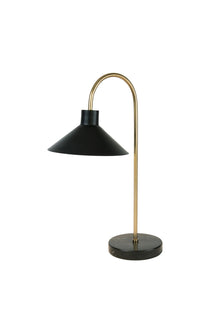 Tischlampe Oktavia Marmor Marmorfuß mit Schirm von Holländer, schwarz-goldene Leuchte mit rundem Marmorfuß