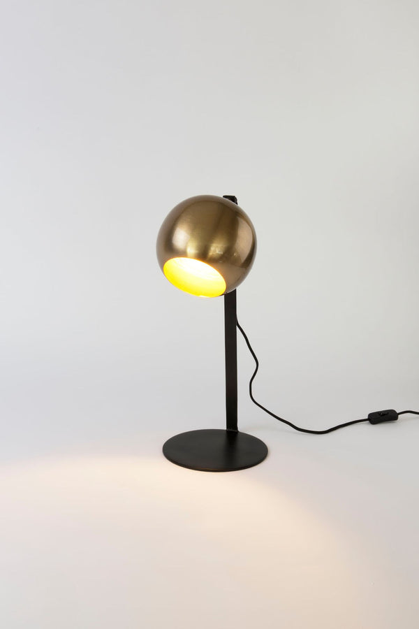 Tischlampe Clarice Messing mit Schirm Rund Ø 20cm Gold, moderne Tischleuchte aus Metall