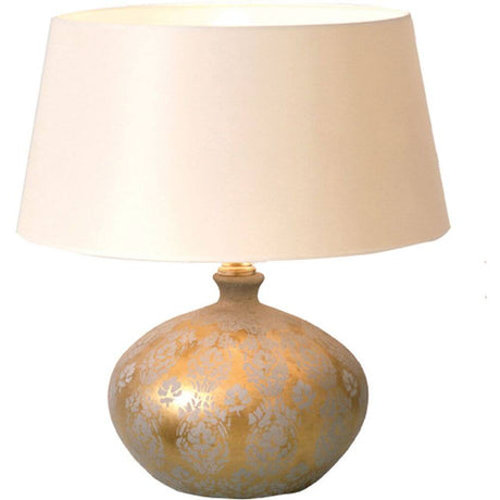 Table lamp Vaso Barocco ceramic gold-silver with elegant ceramic base and chic lampshade.