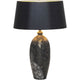 Tischleuchte Mary Oval Gross Keramik Schwarz-Gold-Silber