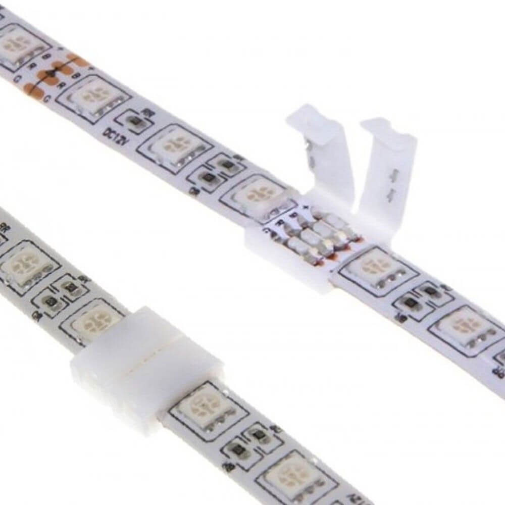 Schnellverbinder Clip 4pol 10mm RGB LED-Strip mit RGB LED-Streifen verbunden.