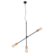 RetroStick Pendelleuchte 3-flammig 73cm Kupfer von Nowodvorski, schwarz lackiertes Metall mit kupferfarbenen Fassungen