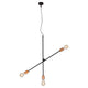 RetroStick Pendelleuchte 3-flammig, 73cm, mit Kupferfassungen und schwarzem Metall, modern und retro.