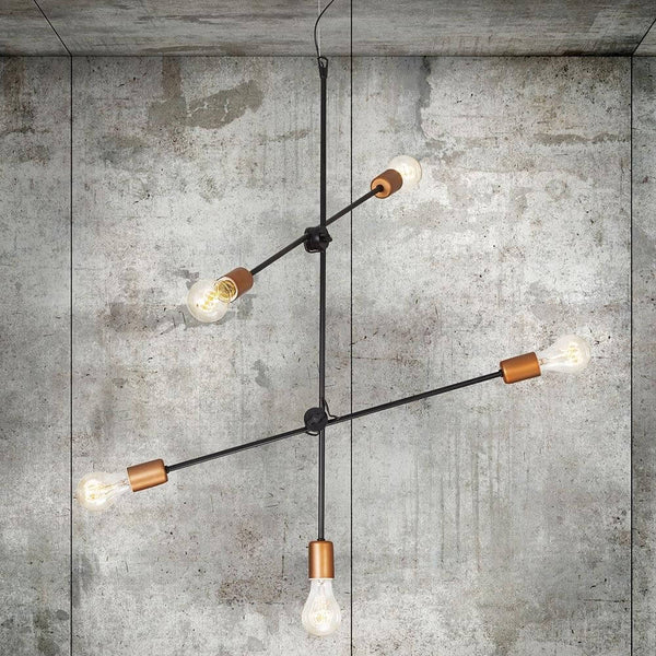 RetroStick Pendelleuchte 5-flammig 73cm Kupfer von Nowodvorski, moderne Design-Hängeleuchte mit verstellbaren Armen