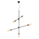 RetroStick Pendelleuchte 5-flammig 73cm Kupfer, minimalistische Beleuchtung mit verstellbaren Querstäben.
