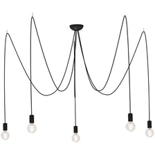 Spid Pendelleuchte 5-flammig in Spinnenform Schwarz mit fünf flexibel angeordneten Lichtpunkten und langen Kabeln