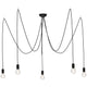 Spid Pendelleuchte 5-flammig in Spinnenform Schwarz mit elegantem Design und fünf hängenden Lampen.