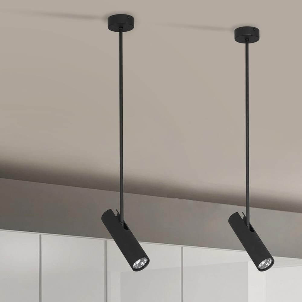 Schwarze Pendelleuchten mit verstellbarem Spot, ideal für moderne Innenräume