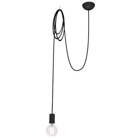 Spid Pendelleuchte mit Fassung 300cm Schwarz, minimalistische Pendelleuchte mit schwarzem Kabel und Fassung.