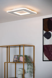 LED-Deckenleuchte Axelle 3-Stufen dimmbar quadratisch Warmweiß Weiß 39,4cm (1)
