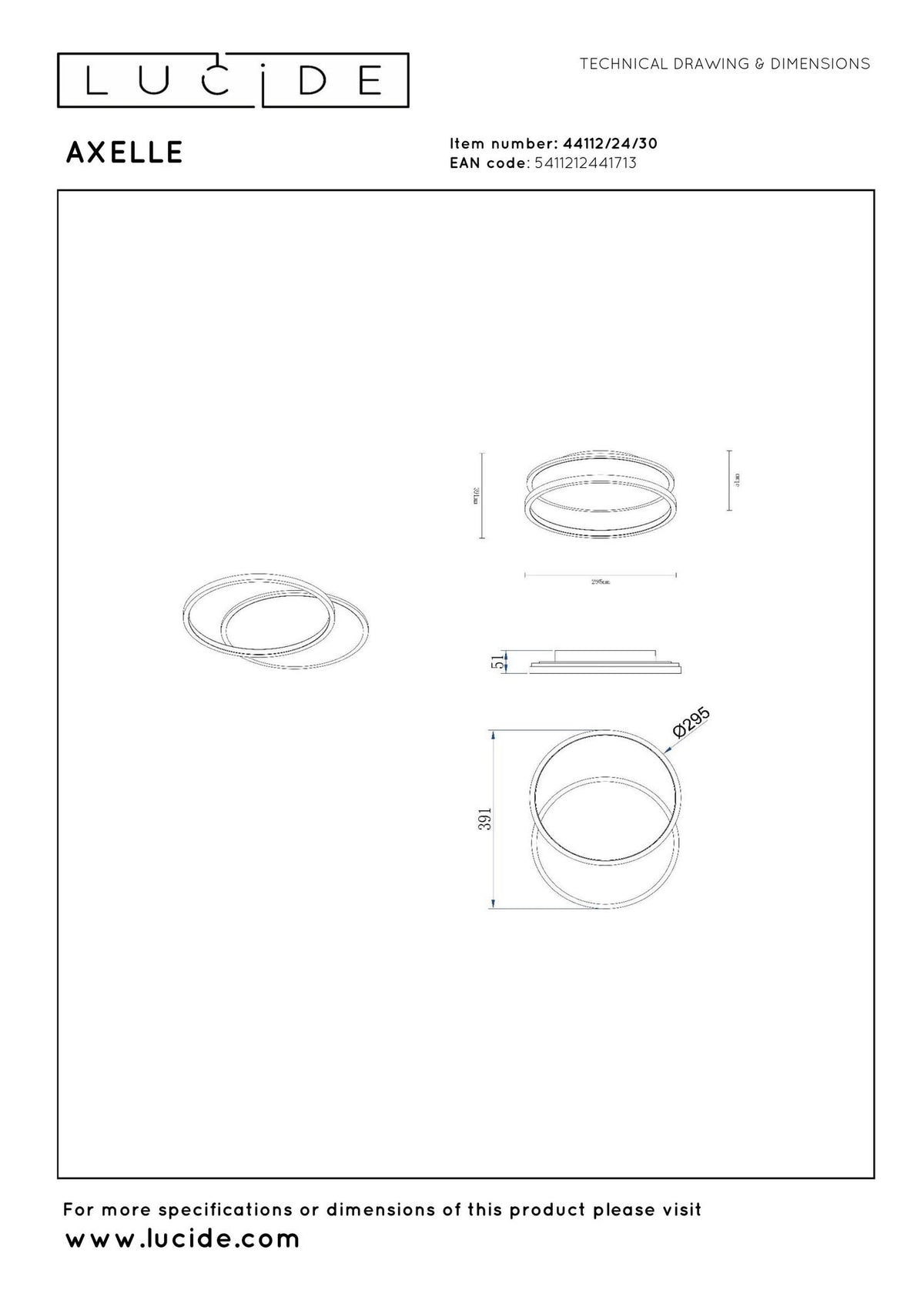 LED-Lámpara de techo Axelle con 3 niveles de regulación Ø 29,5 cm Negro (6)