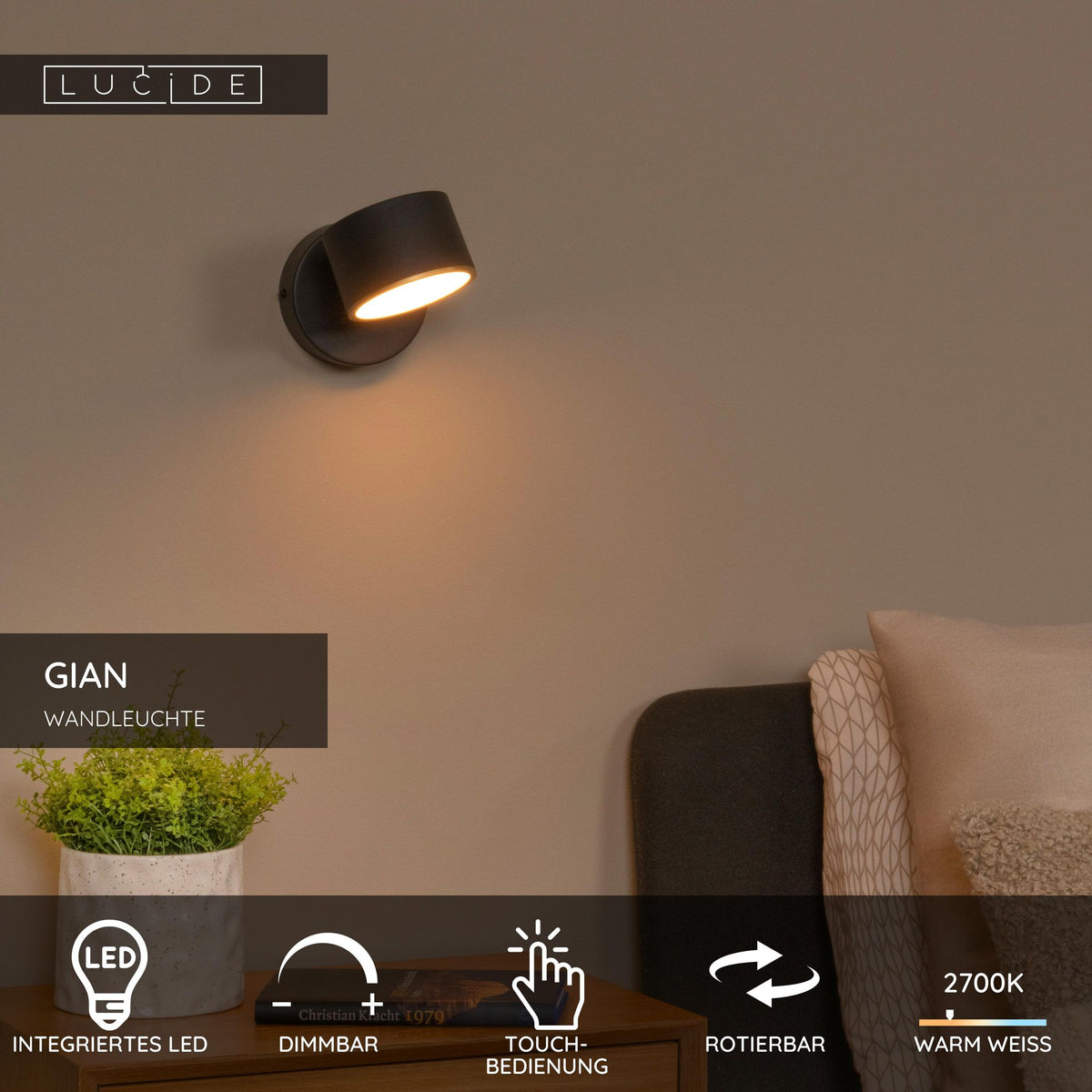 LED-Wandleuchte Gian Touchdimmer Warmweiß 2700K (6)