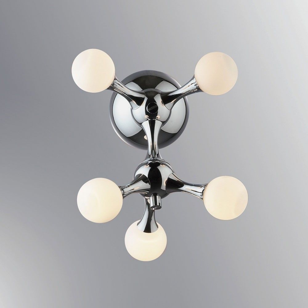 Nodi wall lamp with 5 ball glasses chrome