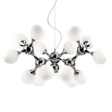 Lampa wiszącego z 15 okularami kulowymi Ø 100 cm Chrome