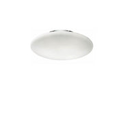 Smarties Glas Wand- & Deckenleuchte Ø 33cm mit metallischer Halterung und weißem Glas.