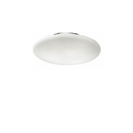 Applique et plafonnier en verre Smarties Ø 33 cm avec support métallique et verre blanc.