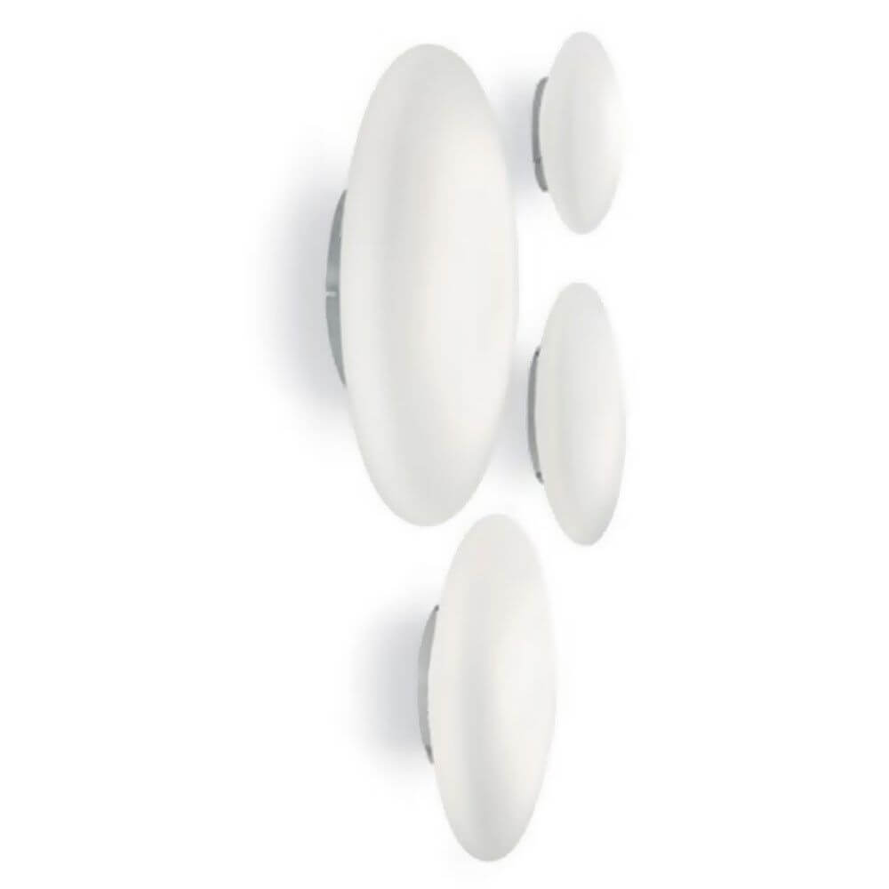 Smarties XL Glas Wand - & Deckenleuchte Ø 60cm mit Chromhalterung und weißem Glaslichtverteiler.
