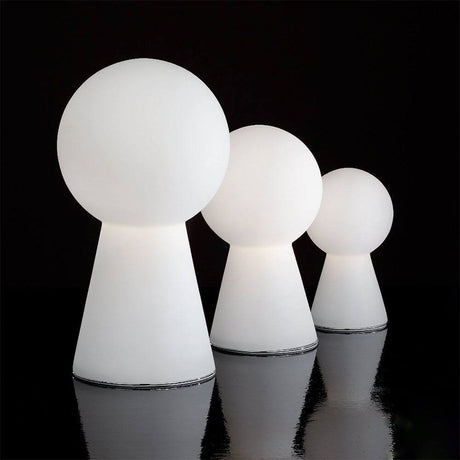 Birillo ręcznie dmiana szklana lampa stołowa 40 cm biała - nowoczesna lampa stołowa z dmuchanego szkła z chromowaną metalową podstawą.