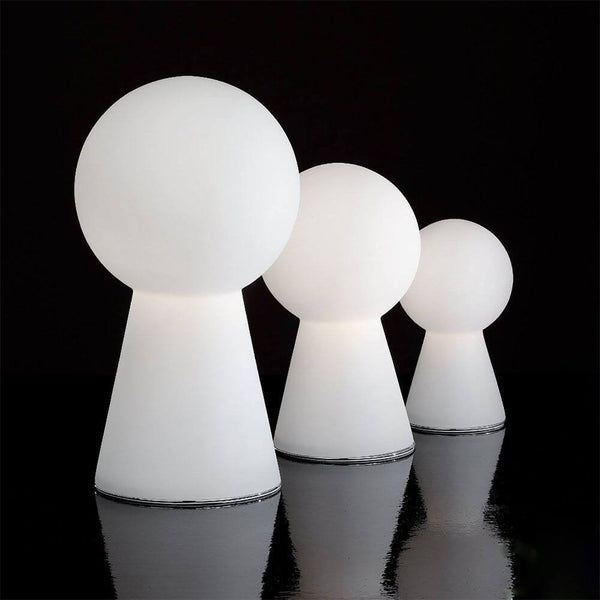 Candeeiro de mesa Birillo em vidro soprado artesanalmente 30 cm branco - candeeiros de mesa modernos em vidro soprado.
