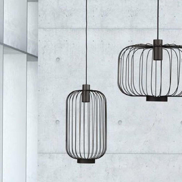 Cages M Gitter-Pendelleuchte 30cm Schwarz von Nowodvorski mit offenem Käfigdesign und schwarzem Metall