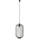 Cages M Gitter-Pendelleuchte 30cm Schwarz, elegantes Drahtgestell mit Lichtquelle und Textilkabel.