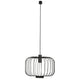 Cages L Gitter-Pendelleuchte 48cm Schwarz mit feinem Metallgestell und elegantem Textilkabel.