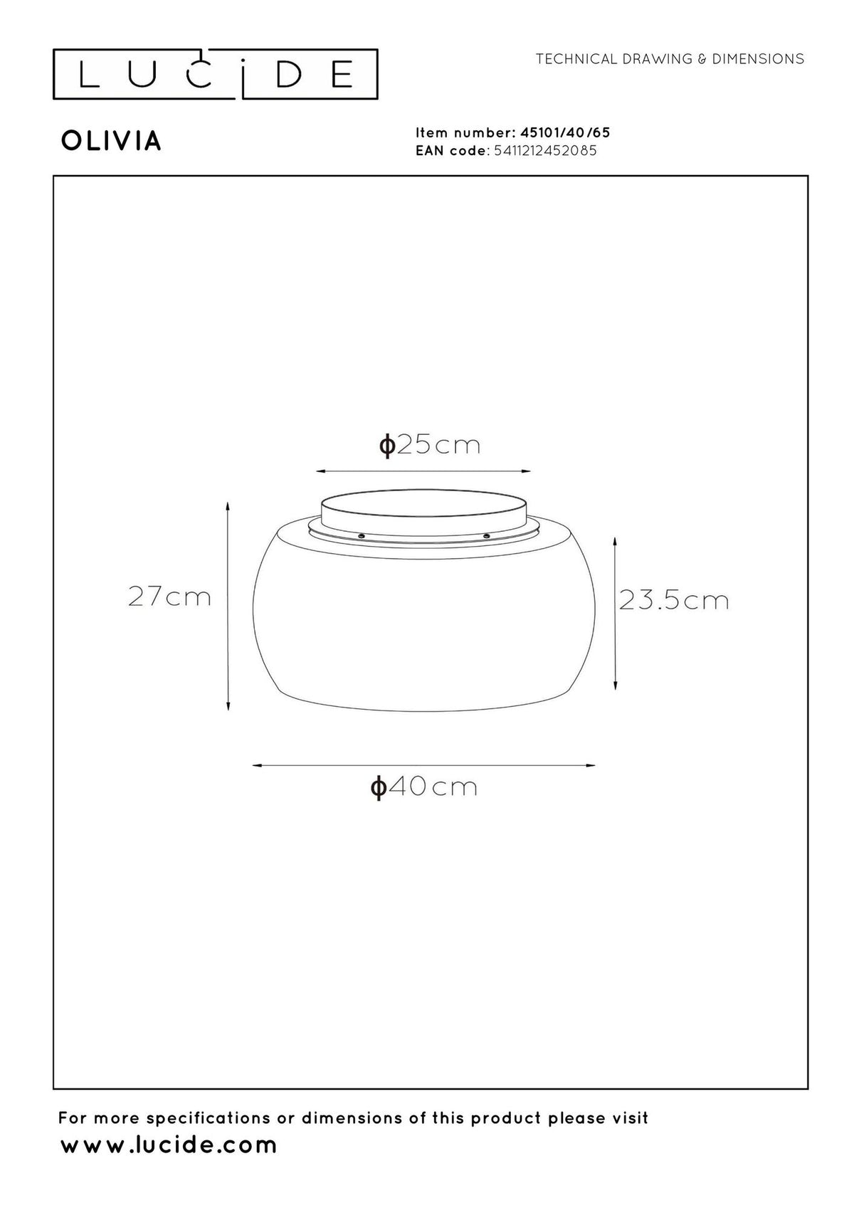 Plafonnier Olivia à 3 lampes gris fumée Ø 40 cm (4)