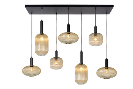 Pendelleuchte Maloto 7-flammig Retro mit Glasschirm (2)