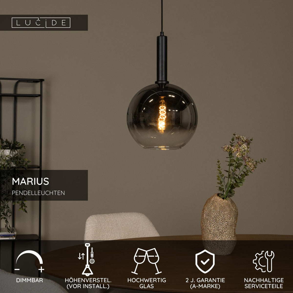 Pendelleuchte Marius mit Glasschirm (3)
