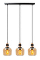 Ilona pendant light, 3-light rectangular with glass shade, height-adjustable (2)
