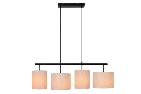 Pendelleuchte Maya 4-flammig mit Baumwollschirmen höhenverstellbar Beige 107cm (1)