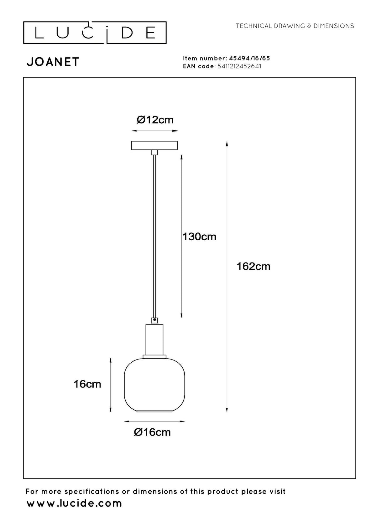 Pendellampe Joanet med skærm af glas Ø 16 cm røggrå (6)